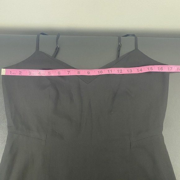 Banana Republic Women's Flouncy Midi Dress Size 2 Black Ruffle Slip V Neck - Picture 9 of 11